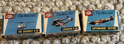Rare Vintage Set Of 3 Pee Wee Pocket Model Fighter Jets Planes Sealed 1950 s NEW