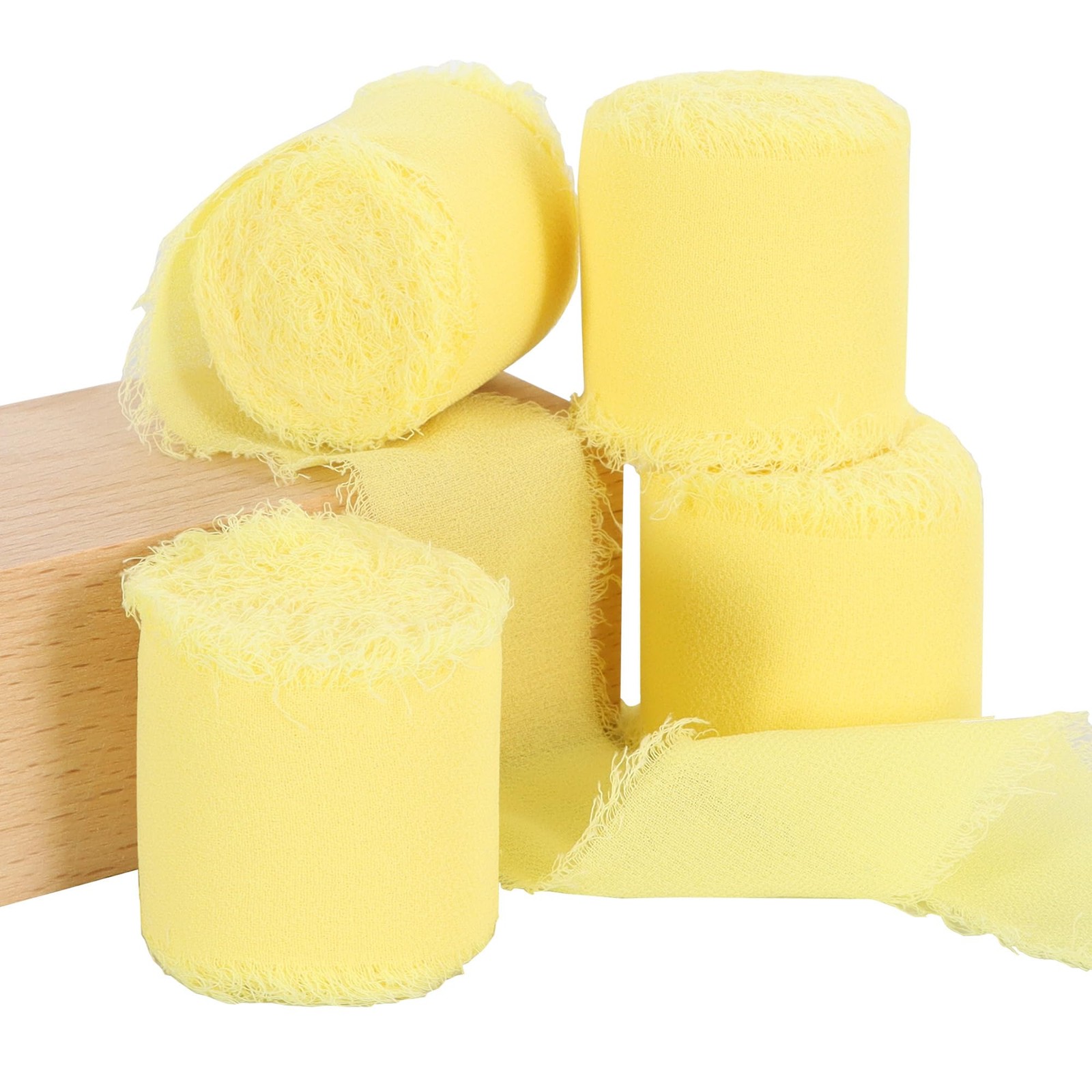 Ruban mousseline de soie jaune clair lot de 4 pour reussir vos nœuds de cadeaux soignes