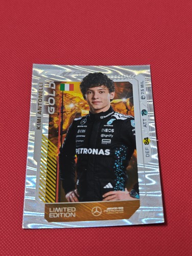 2025 Topps UK Turbo Attax KIMI ANTONELLI Gold Limited Edition LE35 Rookie Xclsve - Afbeelding 5 van 5