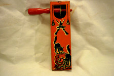 VINTAGE KIRCHHOF HALLOWEEN TIN LITHO NOISEMAKER CRANK BLACK CAT PUMPKIN SPOOKY
