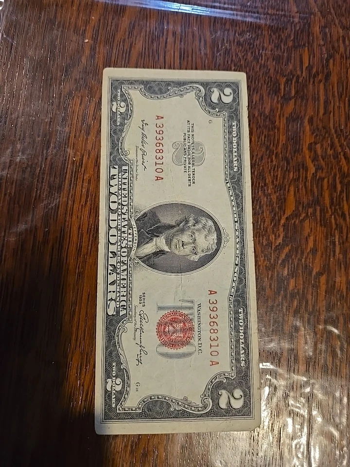 Series 1953 2 Dollar Bill Red Seal Circulated - Image 2 of 4