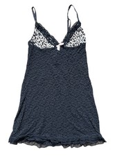 victoria secret cheetah print baby doll lace dress ruffle trim sz m Y2K