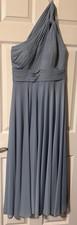 Azazie Ashley Dusty Blue A-Line Ruched Chiffon Dress   Size A10