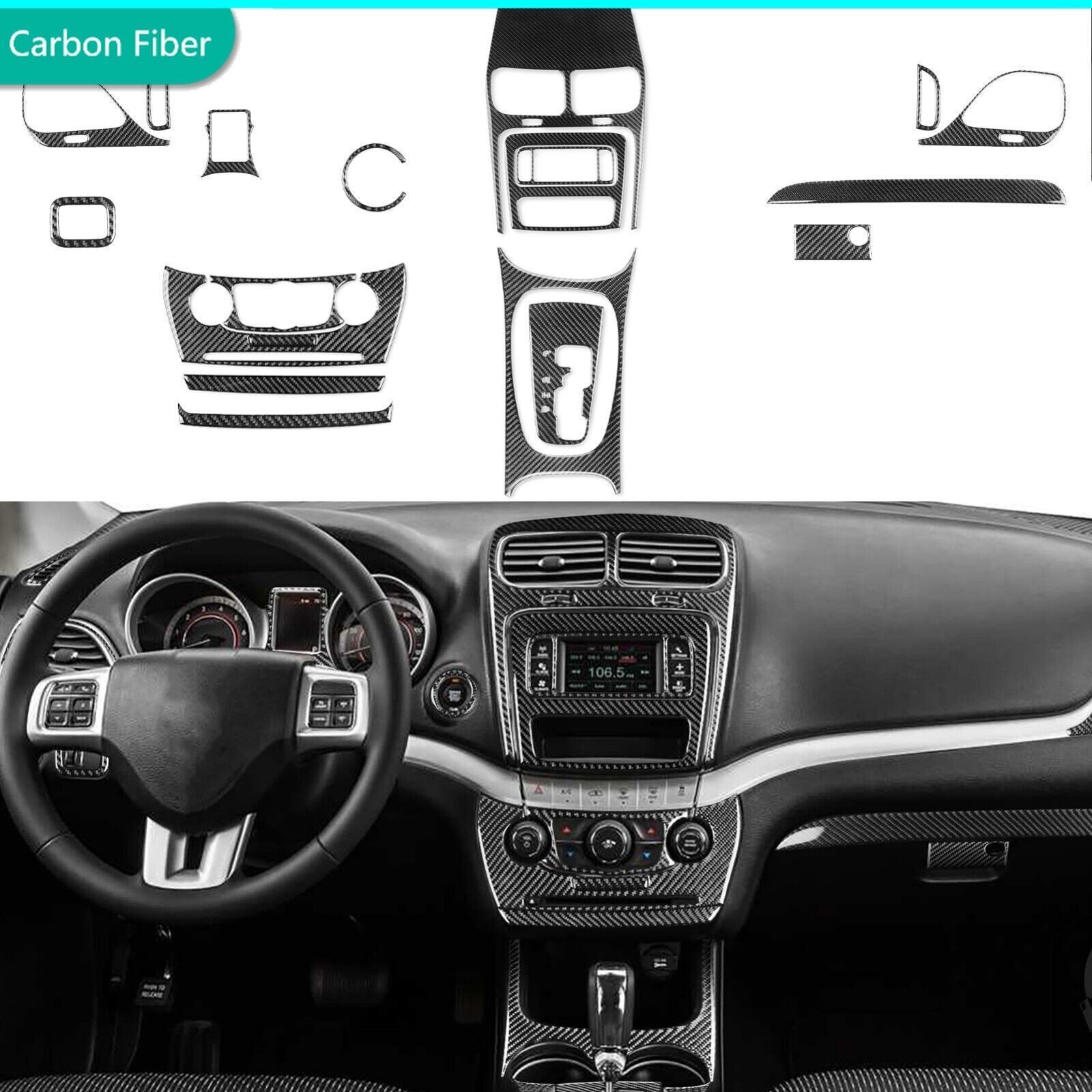20Pcs Real Carbon Fiber Kits Full Interior Dash Trim For Dodge Journey 2011-2020