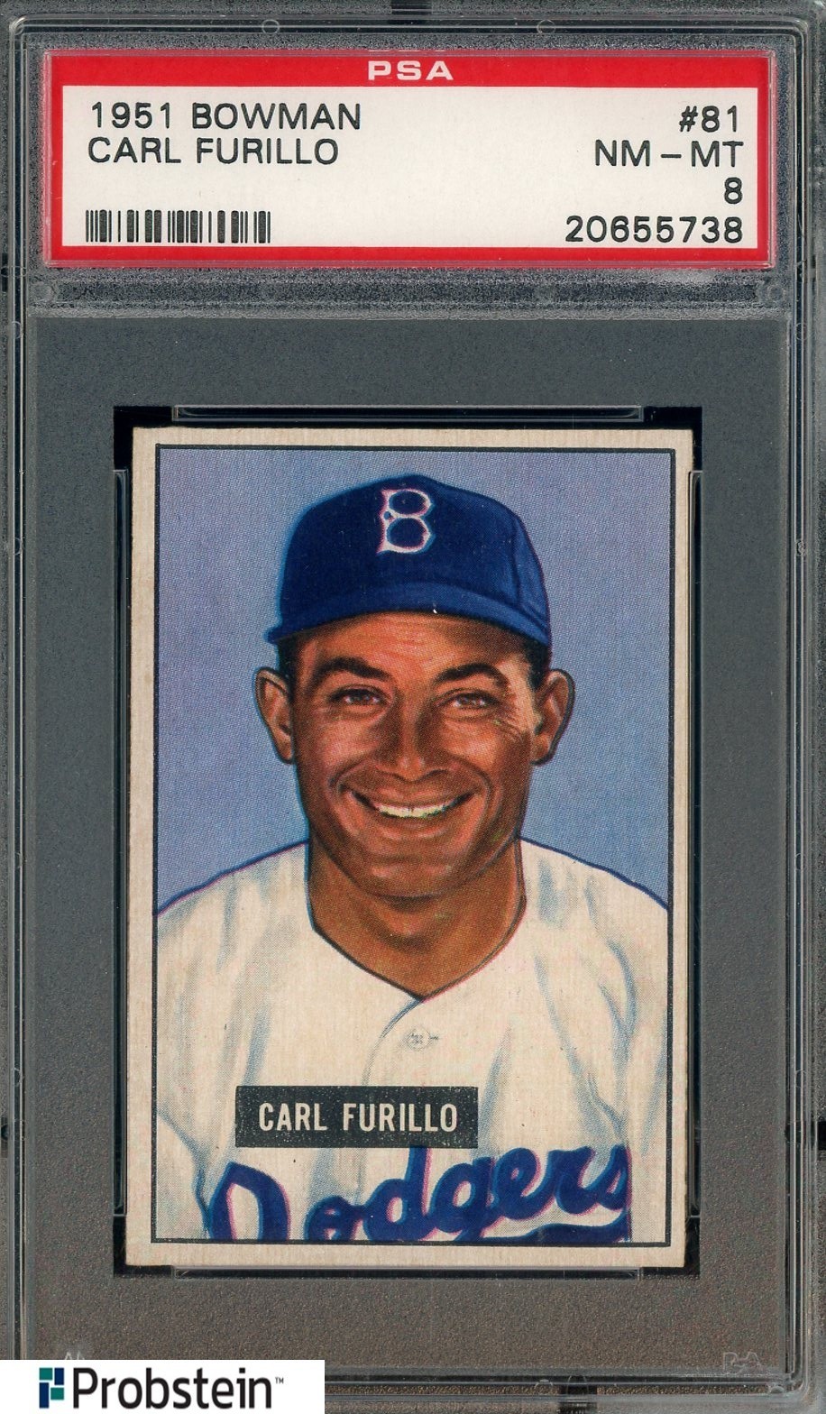1951 Bowman #81 Carl Furillo Brooklyn Dodgers PSA 8 NM-MT