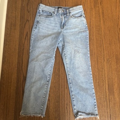 J. Crew Essential Straight Leg Denim Jeans, Raw Hem, Size 29