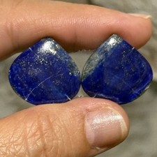 35.8ct 21.7x21x4.2mm Pair Dark Blue Lapis Lazuli Drop Cabochons