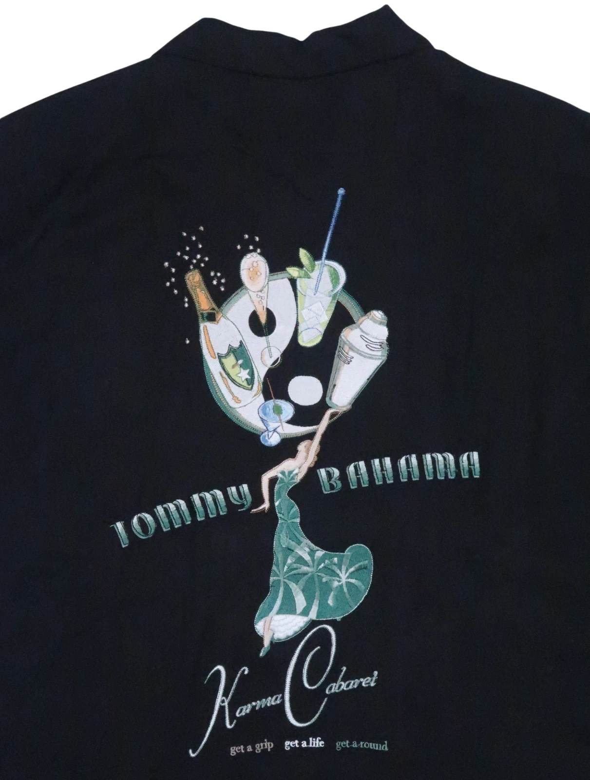 TOMMY BAHAMA EMBROIDERED Karma Cabaret Silk jacquard Medium short sleeve shirt