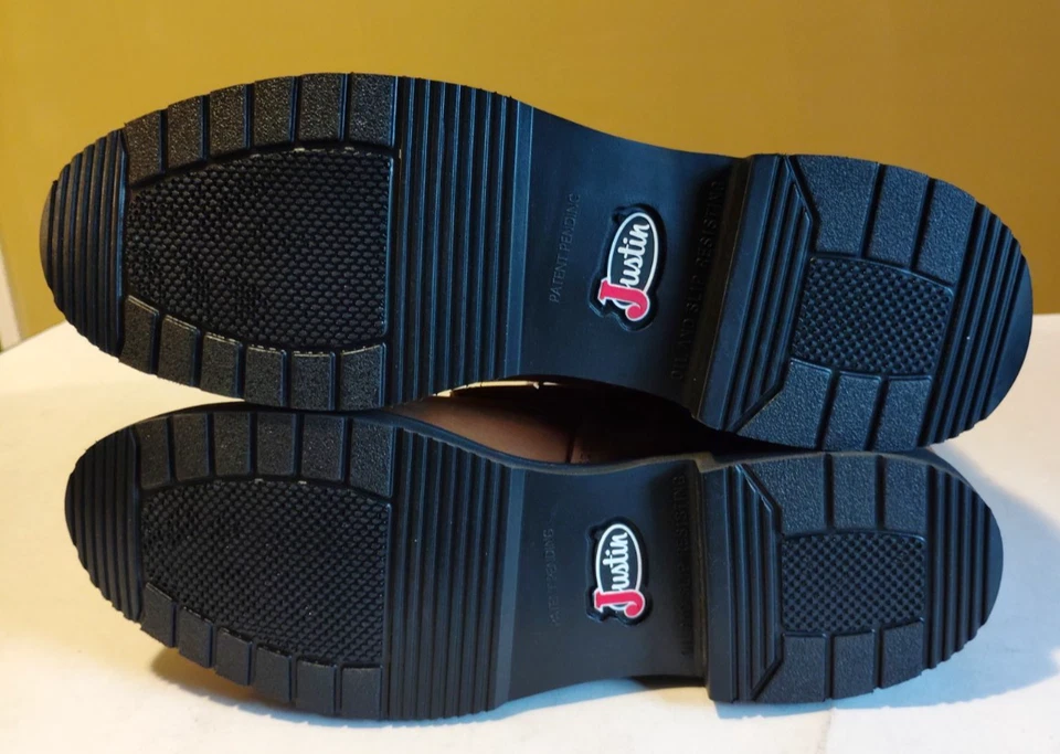 NUEVAS Botas de Trabajo Justin Originales Para Hombre Talla 10.5 B Ganadería 8 En Cordones Marrón 760 Foto 4 de 4