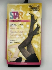 Star Power By Spanx Size B Center-Stage Black Nouveau Patterned Shaping Tights