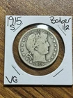 1915 S Barber Silver Half Dollar Very Good VG U.S. 50c Type Coin (Raw16848)
