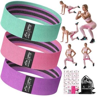 Fabric Resistance Bands for Working Out - 14.0 inch Booty Bands, Pink