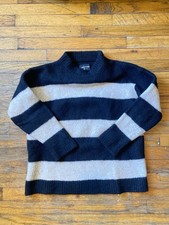 Zadig & Voltaire alpaca wool blend black and white striped knit sweater Size L