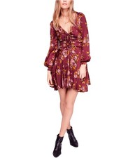 Free People Womens Floral Fit & Flare Dress, purplecombo, 2