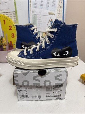Converse Comme des Garçons PLAY x Chuck 70 High Blue Quartz Sz 3 m Womens Size 5