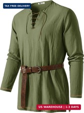 Runcati Mens Medieval Pirate Tunic Shirt Renaissance Viking Knight Costume Shirt