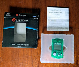 Official Sega Dreamcast VMU Visual Memory Unit Green RARE! Never used! Open box.