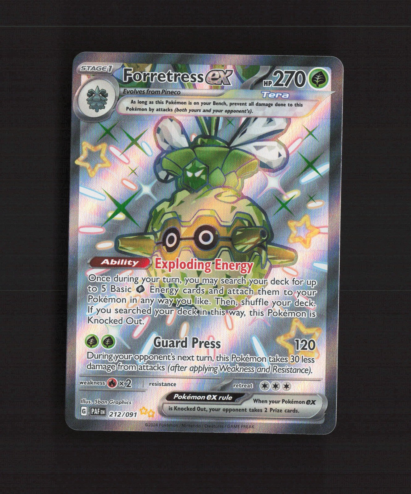 Forretress ex 212/091 Paldean Fates Full Art Ultra Rare Holo Pokemon Card NM
