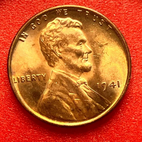 1941-P Lincoln Wheat Cent Penny GEM RED BU From an Original Bank Roll