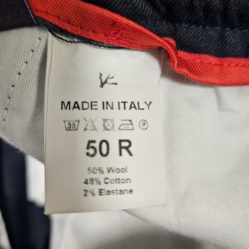 Isaia Pants 50R (32x27) Iconico Drawstring Trousers Wool Blend Italy Dark Blue - Picture 9 of 19