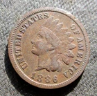 OLD COIN UNITED STATES OF AMERICA 1 CENT 1886 INDIAN HEAD PENNY W/ SHIELD