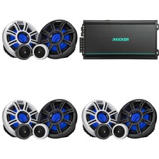 Kicker 3 Pair  51MSS654 - MSS 6.5-Inch Component Premium Marine LED Speaker...