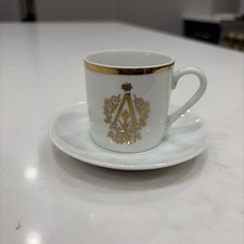 VTG Espresso Demitasse Cup & Saucer Gold Trim  &ldquo;A&rdquo; Aspen Travel Souvenir