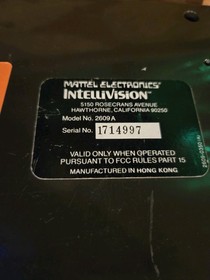 Mattel 2609 Intellivision Game Console