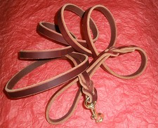 LEATHER DOG LEASH, 1/2" X 6'-7", SOLID BRASS SNAP RIVETS, HAND MADE IN USA