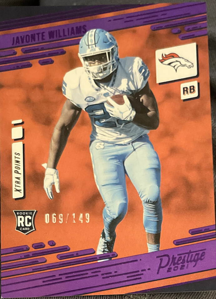 Javonte Williams Panini Chronicles Prestige Rookie Update #226 Xtra Points Purple