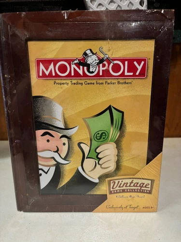 MONOPOLY Parker Brothers Vintage Game Collection New Sealed Target Wood Book Box