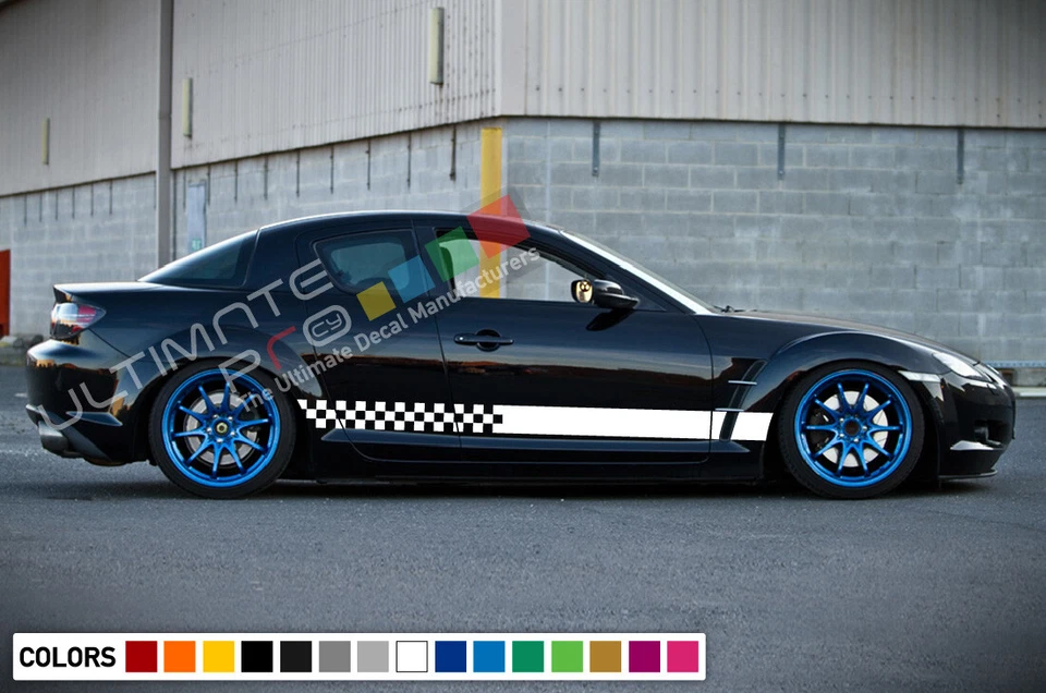 Calcomanía adhesiva vinilo rayas puertas laterales para parachoques de aleta de carreras Mazda RX8 2002-2012 Foto 3 de 4