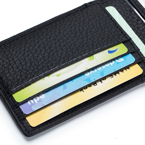Genuine Leather Minimalist Bifold Wallet for Men Women RFID Blocking Slim Purse - Picture 12 of 24
