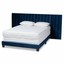 baxton studio fiorenza queen size navy blue velvet panel bed with headboard