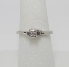 1/10CT Natural Diamond Engagement Wedding Bridal Ring Band 10K White Gold