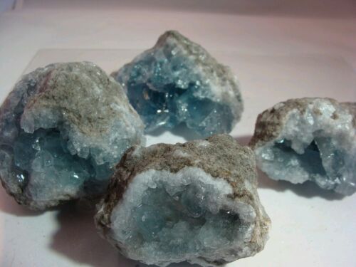 2 Madagascar Celestite Crystal Druze Cluster Sky Blue Geode Mineral 1-2" Druzy - Picture 5 of 5