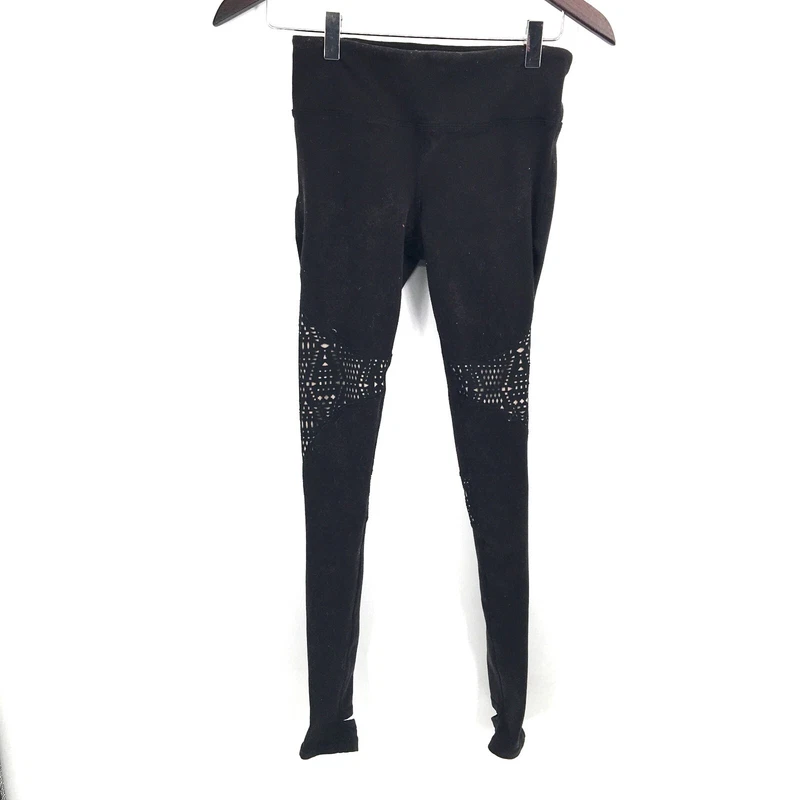 alo-yoga nylon spandex laser cut-out footless yoga workout leggings