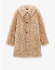 Zara Shearling Coat New With Tags Rrp£89 Xs Oversize More 12 14