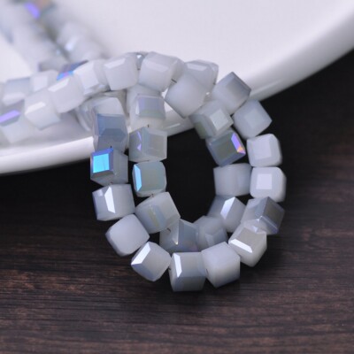 50pcs AB Mystc Crystal Cube Beads 6mm 8mm 10mm Square Faceted Crystal