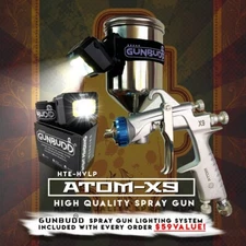 ATOM Mini-X9 HVLP Automotive Spray Gun | Car Paint Tool + GunBudd Light
