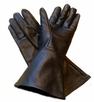 Black Leather Gauntlet Gloves for Renaissance Faires, Cosplay, and Theater