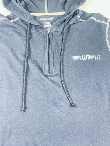 Margaritaville LS Sweatshirt Mens L Blue Hoodie 1/4 Zip Parrothead Palm Tree - Picture 4 of 19