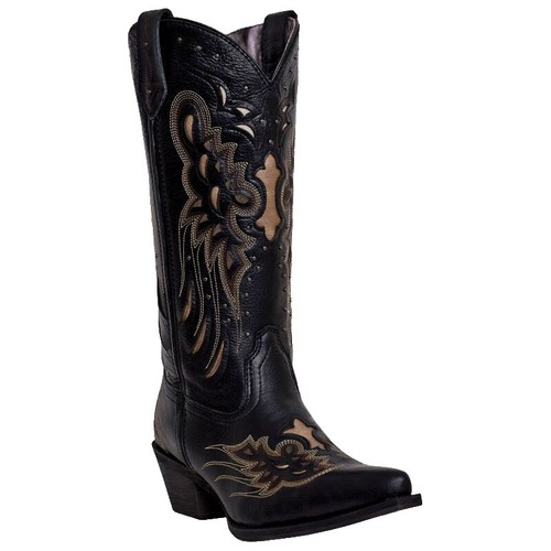 Bottes de cowboy brodées Laredo Birchwood homme taille 9 EW cuir noir