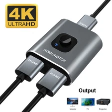 Bi-Directional 4K HDMI 2.0 Cable Switcher Splitter HUB 2 in 1 out and 1 in 2 out