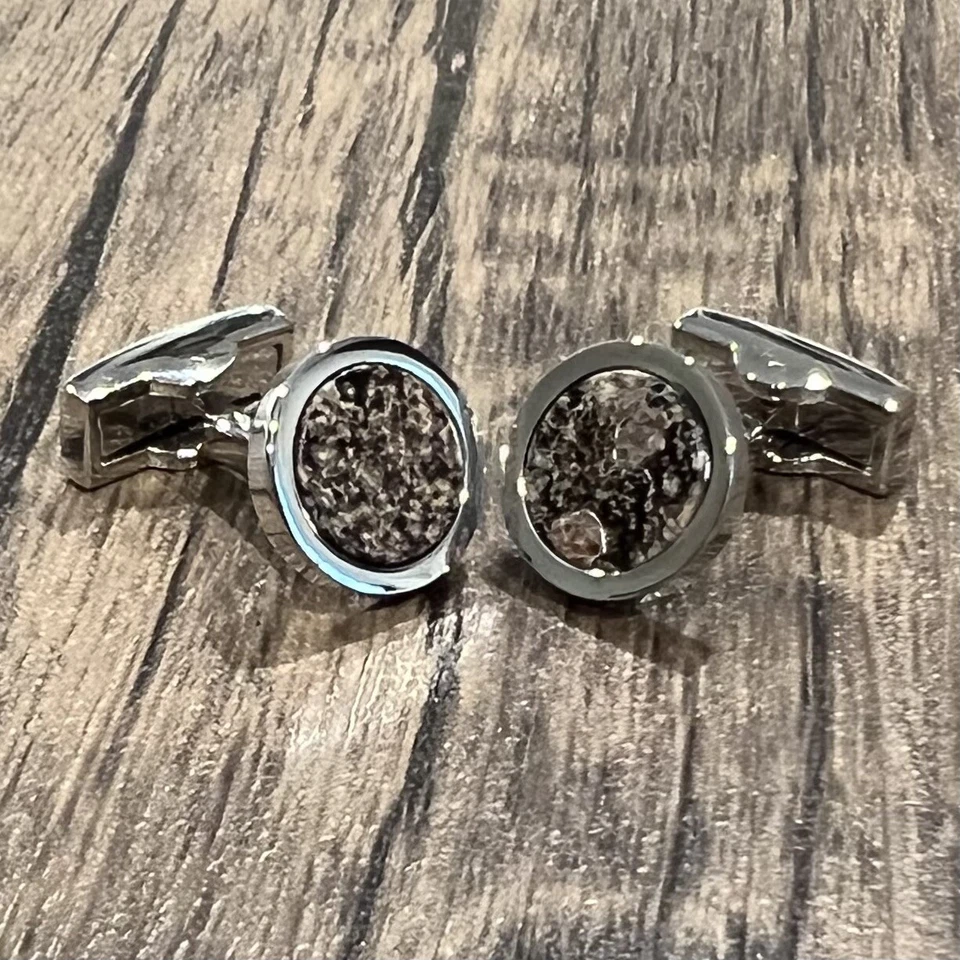 Gemelos redondos de piedra marrón para hombre cumpleaños boda regalo gemelos en caja Foto 3 de 4