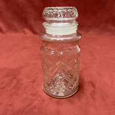 MR PEANUT  1984 Vintage Planters Glass Jar Canister Quilted Pattern 8”