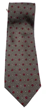 Ziggurat Mulberry Neckwear Necktie Imported Silk Hand Made Geometric Gray Red