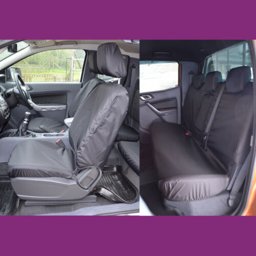 Ford Ranger Raptor Double Cab 2019-2022 Waterproof Front Rear Black Seat Covers - Afbeelding 1 van 3