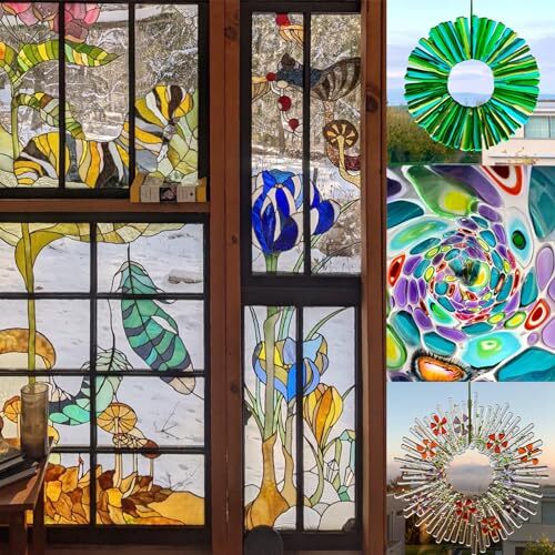 12 Sheets Patterned Stained Glass Sheet Variety Pack, 6 X 4 inch Floral