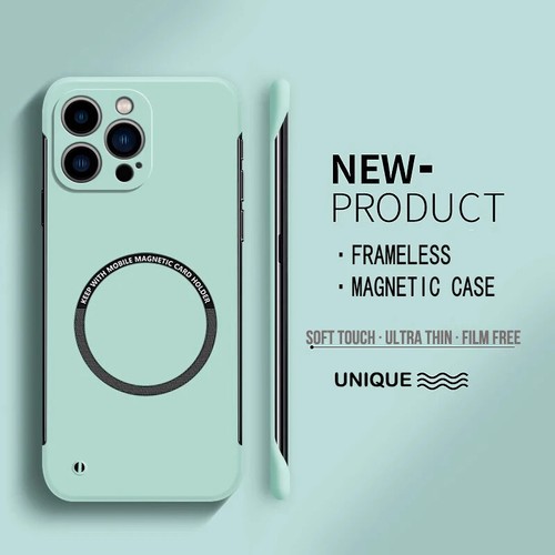 Frameless Magnetic Hard Case for iPhone 16 15 14 13 12 11 Pro Max Plus Cover - Photo 15 sur 24
